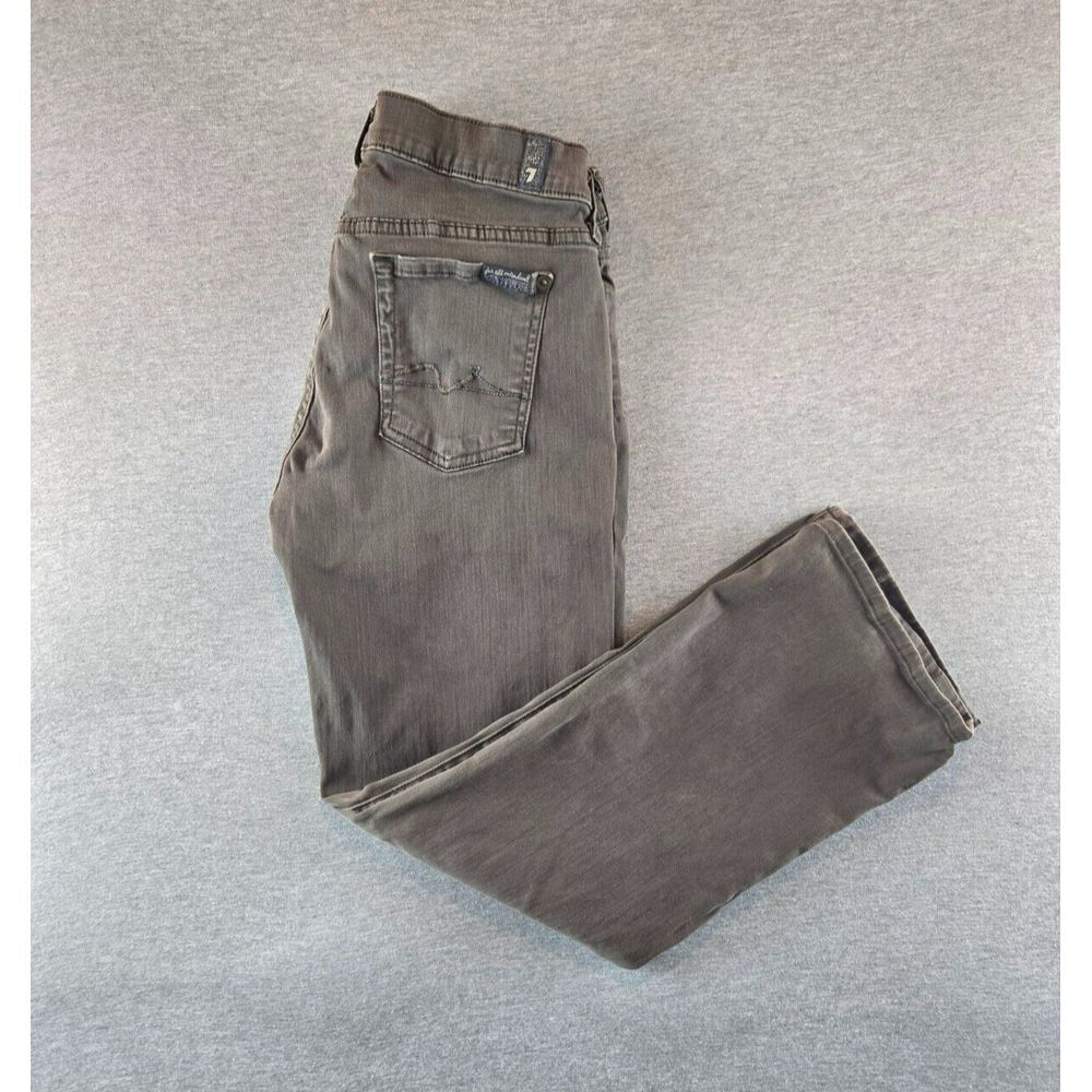 7 Seven For All‎ Mankind Women's Crop Flare Beige Jeans Size 28 Low Rise Hippie